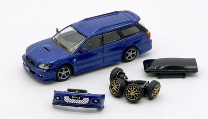 BM Creations 1:64 Subaru 2002 Legacy e-tune II Blue LHD 64B0151