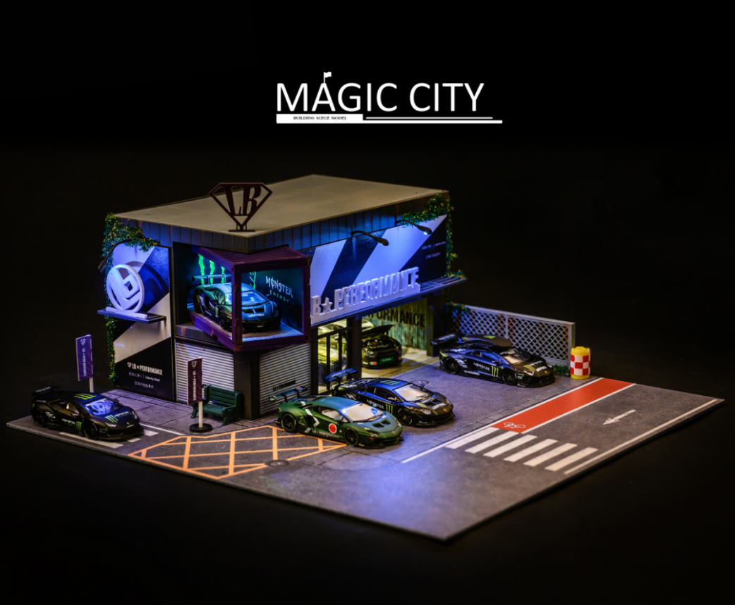 Magic City 1:64 Diorama LB & Monster Energy Double Floor Showroom 110022