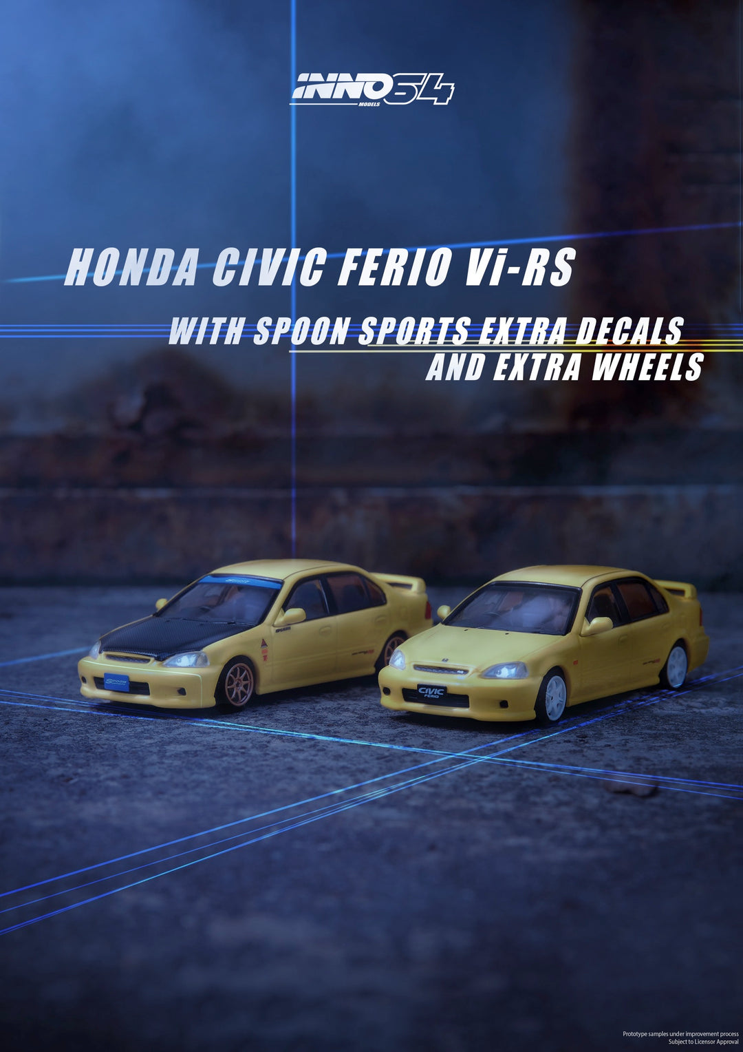 Inno64 1:64 Honda Ferio Vi RS Phoenix Yellow JDM Mod Version