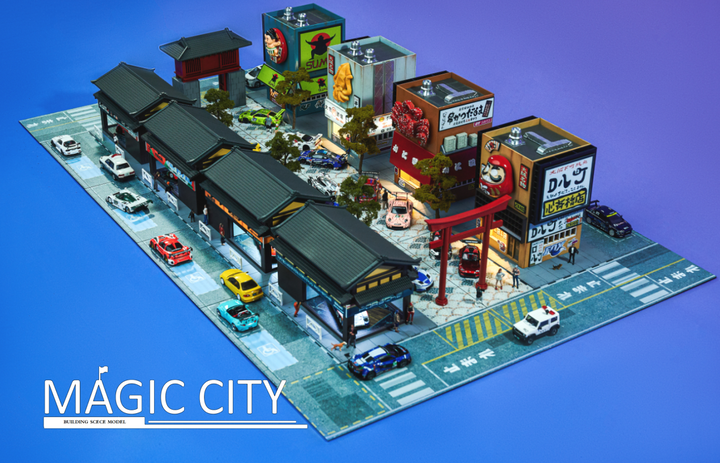 Magic City 1:64 Japanese Showa Architecture Porsche Showroom & Yakiniku Restaurant