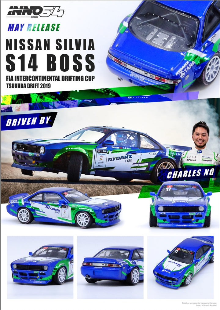 Inno64 Nissan Silvia S14 Boss FIA Intercontinental Drifting Cup 2019 Charles Ng IN64-S14B-CNG19