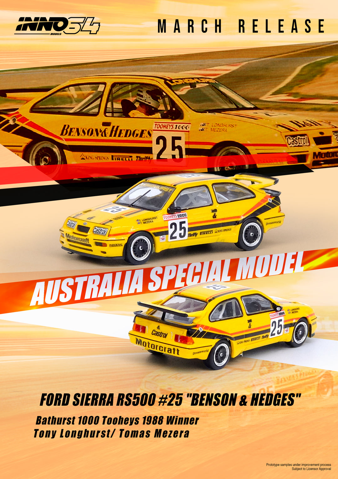 Inno64 1:64 Ford Sierra RS500 #25 "BENSON & HEDGES" Bathurst 1000 Tooheys 1988 Winner IN64-RS500-1KT88 
