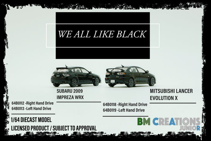 BM Creations 1:64 Subaru 2009 Impreza WRX Black LHD